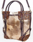 American Darling ADBGI147A Tote Hand Tooled Hair On Genuine Leather Women Bag Western Handbag Purse