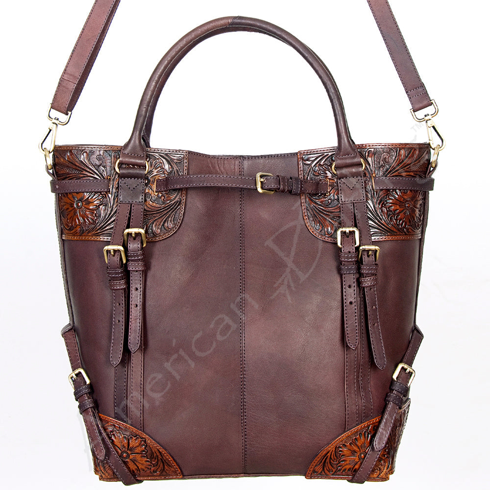 American Darling ADBGI147B Tote Hand Tooled Genuine Leather Women Bag Western Handbag Purse