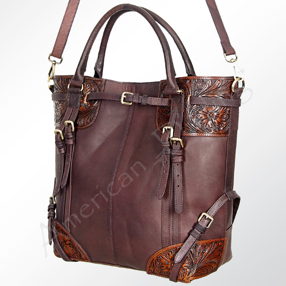 American Darling ADBGI147B Tote Hand Tooled Genuine Leather Women Bag Western Handbag Purse