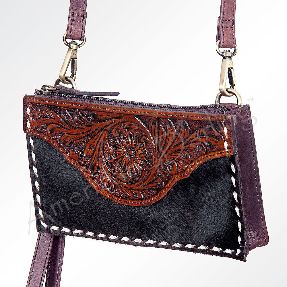 American Darling ADBGI148 Crossbody Hand Tooled Hair-On Genuine Leather Women Bag Western Handbag Purse