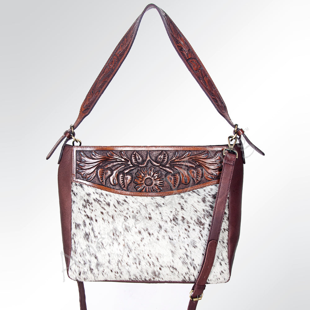 American Darling ADBGI152 Tote Hand Tooled Hair-On Genuine Leather Women Bag Western Handbag Purse