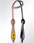 AMERICAN DARLING Western Horse One Ear Headstall Breast Collar Set Leather