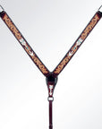 American Darling ADPAF119-BC Western Horse Floral Breast Collor Genuine Leather Tan