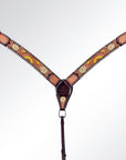 American Darling ADPAF122-BC Western Horse Floral Breast Collor Genuine Leather Tan