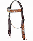 American Darling ADPAF124-HS Western Horse Floral Headstall  Genuine Leather Tan