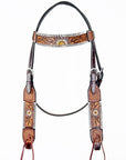 American Darling ADPAF124-HS Western Horse Floral Headstall  Genuine Leather Tan