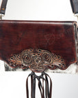American Darling ADBGZ293 Wallet Hand Tooled Hair-On Genuine Leather Women Bag Western Handbag Purse