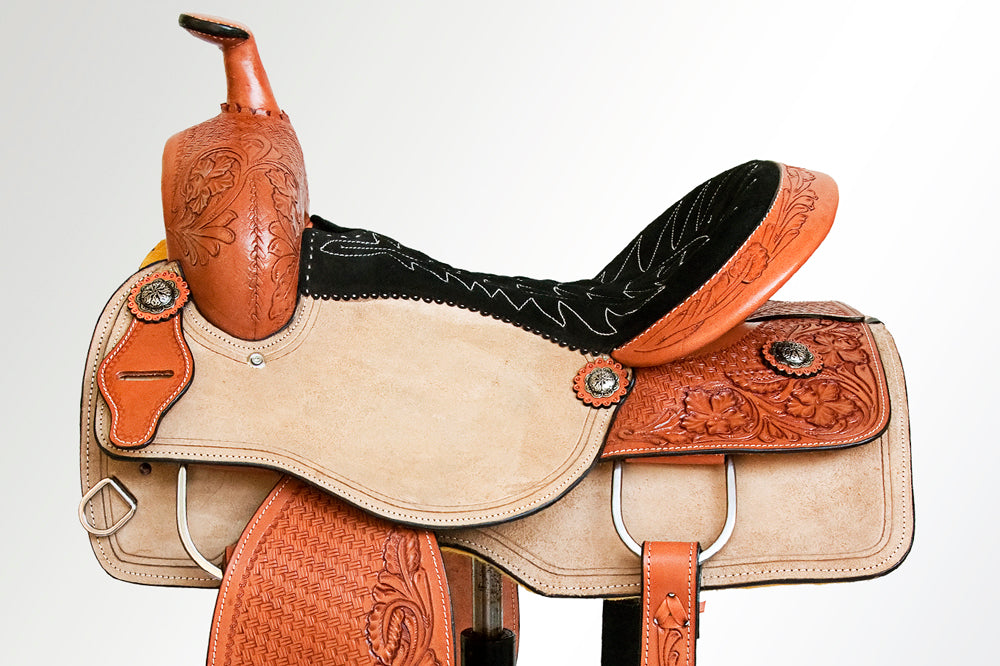 Comfytack Western Horse Ranch Roping Cowboy  Saddle American Leather Tack Set Tan