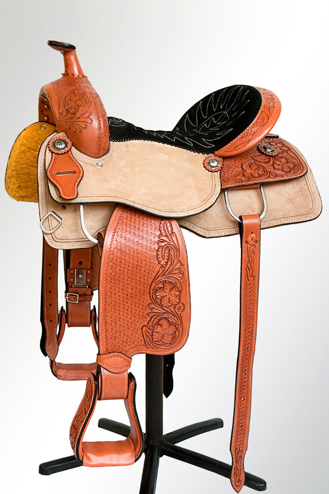 Comfytack Western Horse Ranch Roping Cowboy  Saddle American Leather Tack Set Tan