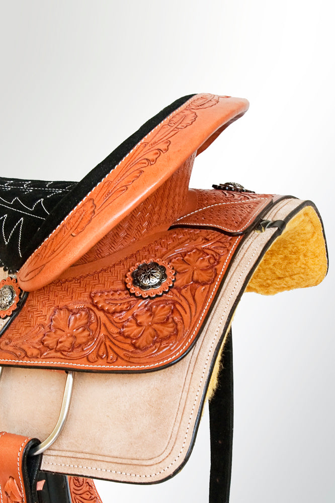Comfytack Western Horse Ranch Roping Cowboy  Saddle American Leather Tack Set Tan