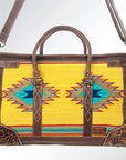 American Darling ADBG516 Duffel Hand Tooled Saddle Blanket Genuine Leather Women Bag Western Handbag Purse