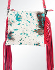 American Darling Western Small Crossbody Bag – Genuine Hair-On Cowhide Leather with Fringes, Adjustable Strap, Handcrafted in Texas