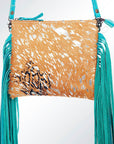 American Darling Western Small Crossbody Bag – Genuine Hair-On Cowhide Leather with Fringes, Adjustable Strap, Handcrafted in Texas