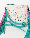 American Darling Western Small Crossbody Bag – Genuine Hair-On Cowhide Leather with Fringes, Adjustable Strap, Handcrafted in Texas