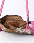American Darling Western Small Crossbody Bag – Genuine Hair-On Cowhide Leather with Fringes, Adjustable Strap, Handcrafted in Texas
