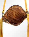 American Darling Western Small Crossbody Bag – Genuine Hair-On Cowhide Leather with Fringes, Adjustable Strap, Handcrafted in Texas
