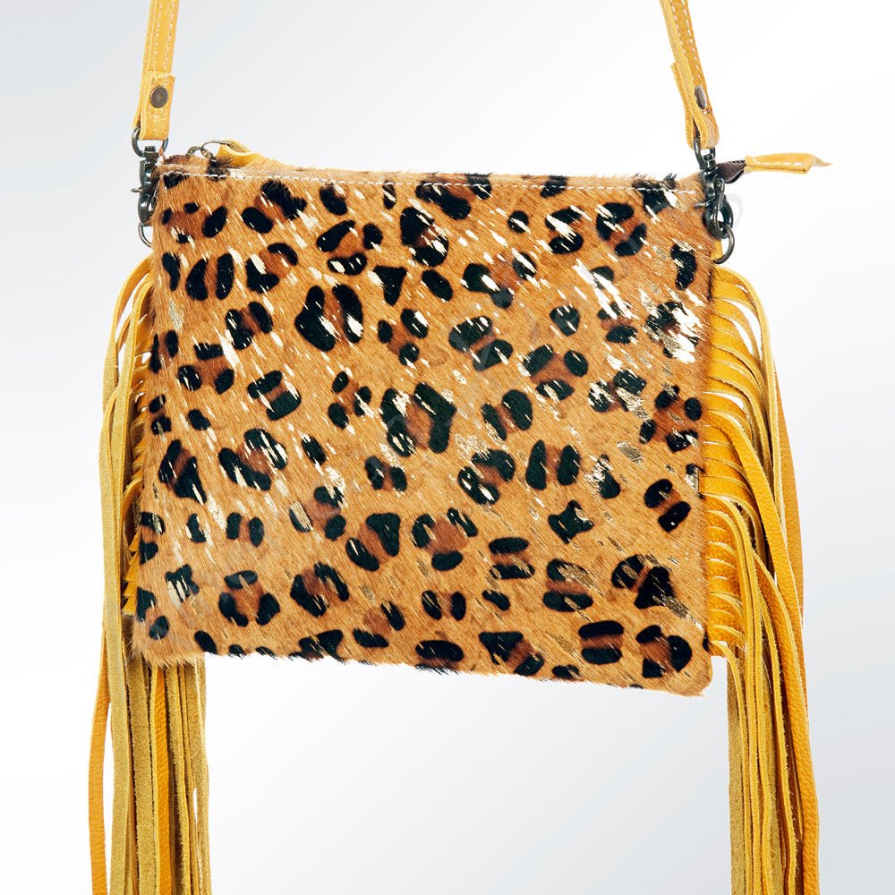 American Darling Western Small Crossbody Bag – Genuine Hair-On Cowhide Leather with Fringes, Adjustable Strap, Handcrafted in Texas