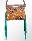 American Darling Clutch Hand Tooled Saddle Blanket Fabric Genuine Leather Western Women Bag Handbag Purse | Purses for Cute