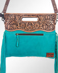 American Darling Clutch Hand Tooled Saddle Blanket Fabric Genuine Leather Western Women Bag Handbag Purse | Purses for Cute