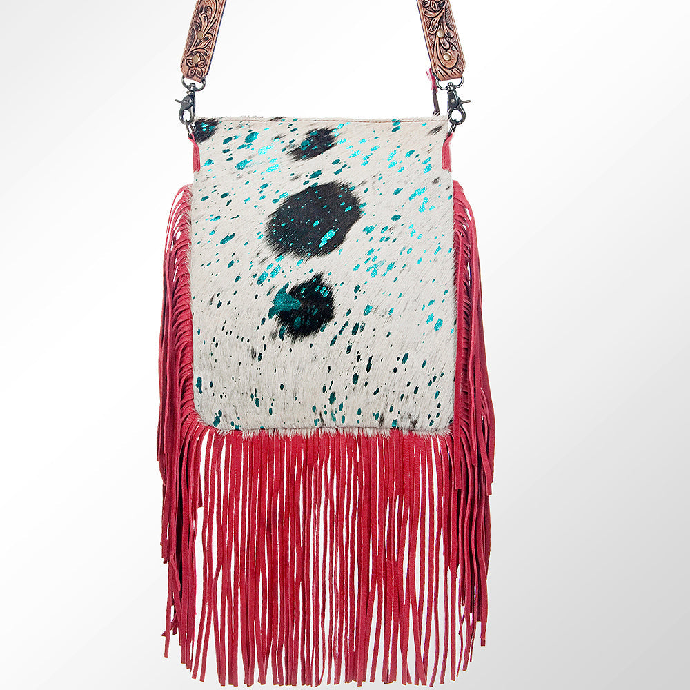 American Darling Messenger Hand Tooled Hair On Genuine Leather Western Women Bag Handbag Purse | Cute