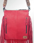 American Darling Messenger Hand Tooled Hair On Genuine Leather Western Women Bag Handbag Purse | Cute