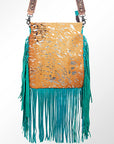 American Darling Messenger Hand Tooled Hair On Genuine Leather Western Women Bag Handbag Purse | Cute