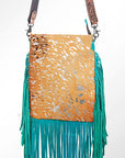 American Darling Messenger Hand Tooled Hair On Genuine Leather Western Women Bag Handbag Purse | Cute