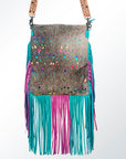 American Darling Messenger Hand Tooled Hair On Genuine Leather Western Women Bag Handbag Purse | Cute