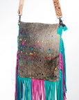 American Darling Messenger Hand Tooled Hair On Genuine Leather Western Women Bag Handbag Purse | Cute