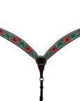 Bar H Equine American Leather Horse Saddle Tack One Ear Headstall | Breast Collar | Browband Headstall | Wither Strap | Tack Set for Horses Botanic Chiseled Collection