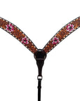 Bar H Equine American Leather Horse Saddle Tack One Ear Headstall | Breast Collar | Browband Headstall | Wither Strap | Tack Set for Horses Tropical Chaya Collection