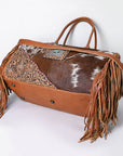 American Darling ADBG608 Duffel Hand Tooled Hair On Genuine Leather Women Bag Western Handbag Purse