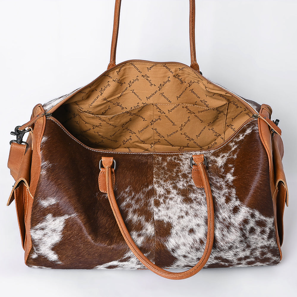 American Darling ADBG608 Duffel Hand Tooled Hair On Genuine Leather Women Bag Western Handbag Purse