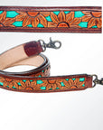 American Darling ADSTF137 Hand Tooled Genuine Leather Crossbody Handle Strap For Bags