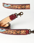 American Darling ADSTF141 Hand Tooled Genuine Leather Crossbody Handle Strap For Bags