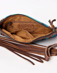 American Darling ADBG642 Wristlet Hand Tooled Saddle Blanket Genuine Leather Women Bag Western Handbag Purse
