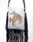 American Darling Messenger Hand Tooled Hair On Genuine Leather Western Women Bag Handbag Purse | Cute