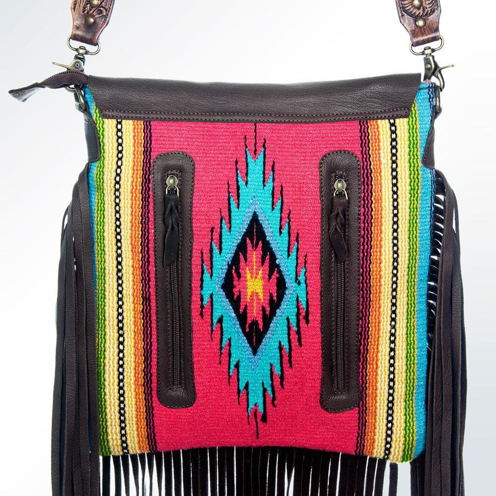 American Darling ADBGZ301 Messenger Saddle Blanket Genuine Leather Women Bag Western Handbag Purse