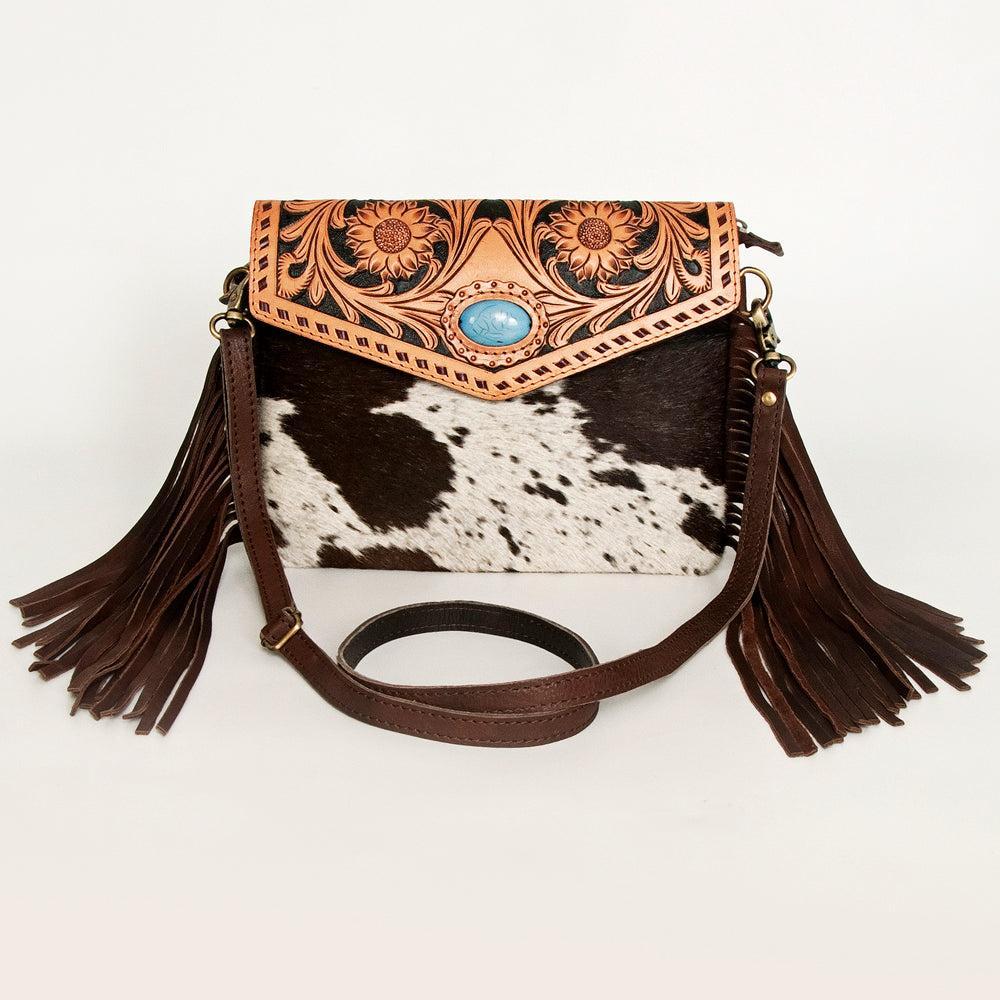 American Darling ADBGD120 Envelope Hand Tooled Hair-On Genuine Leather Women Bag Western Handbag Purse