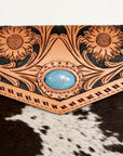American Darling ADBGD120 Envelope Hand Tooled Hair-On Genuine Leather Women Bag Western Handbag Purse