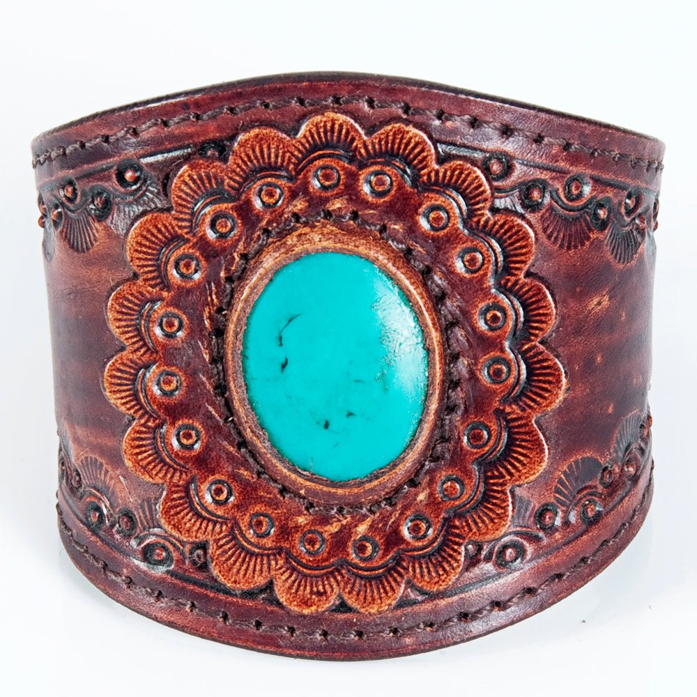 American Darling Bracelet Hand Tooled Carved Genuine Leather Women | Handmade Western Rustic