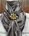 35X35" Solid Silver / Grey Wild Rag / Scarf WRS15 - Western Concho Wild Rag Slides - Assorted