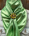 35X35" Solid Lime Wild Rag / Scarf WRS26 - Western Concho Wild Rag Slides - Assorted