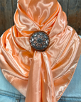 35X35" Solid Peach Wild Rag / Scarf WRS24 - Western Concho Wild Rag Slides - Assorted