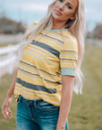 Stripe Short Sleeve Crew Neck T-Shirt