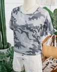 Camo Short Sleeve Round Neck T-Shirt