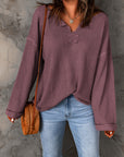 Solid Waffle Knit Long Sleeve Top