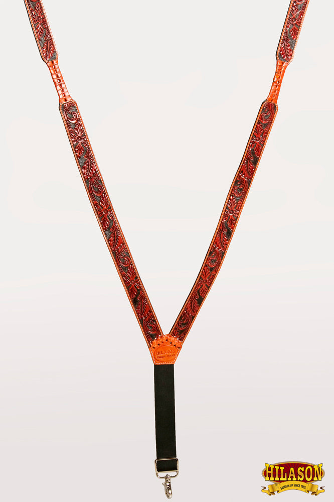 Men Leather Floral Suspender Hilason