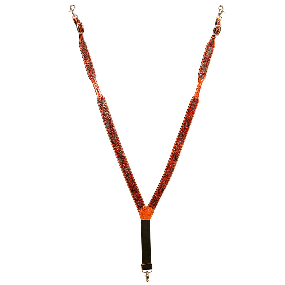 Men Leather Floral Suspender Hilason