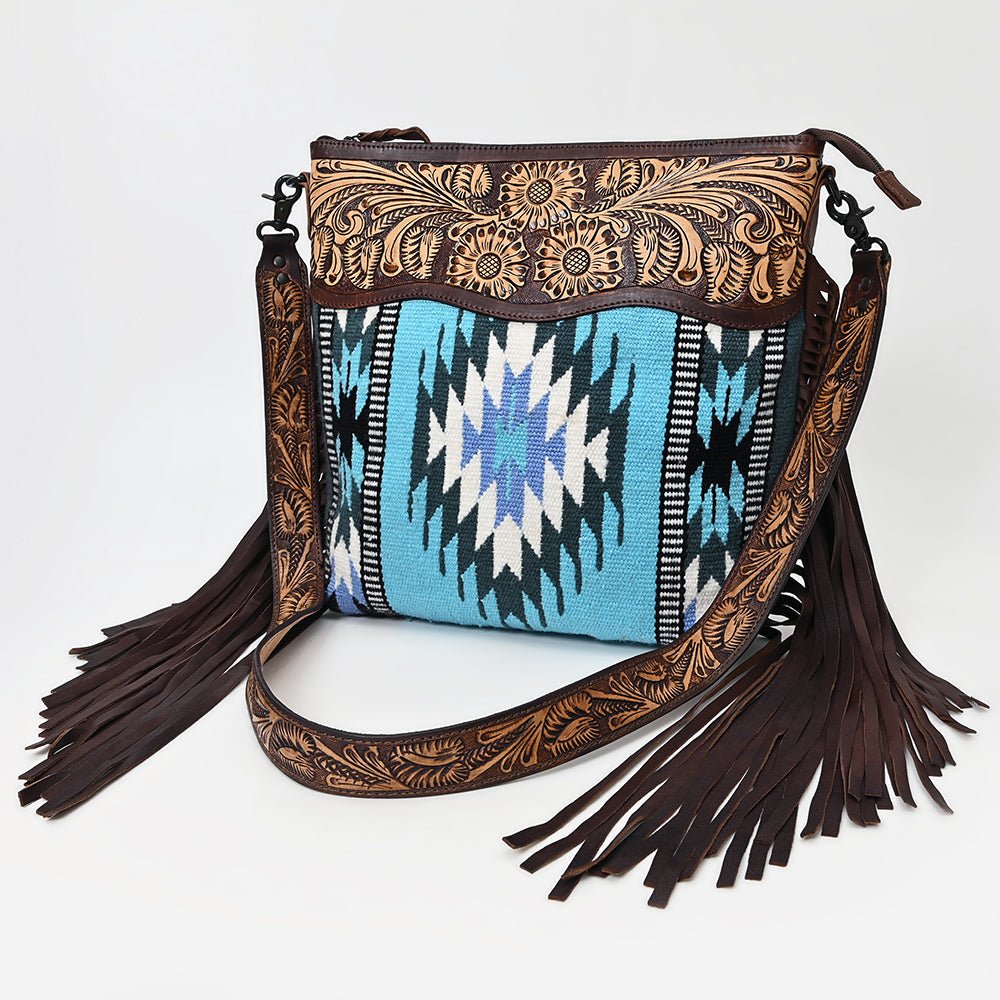 American Darling SIGNATURE CROSSBODY Hand Tooled Upcycled Wool Genuine Leather women bag western handbag purse